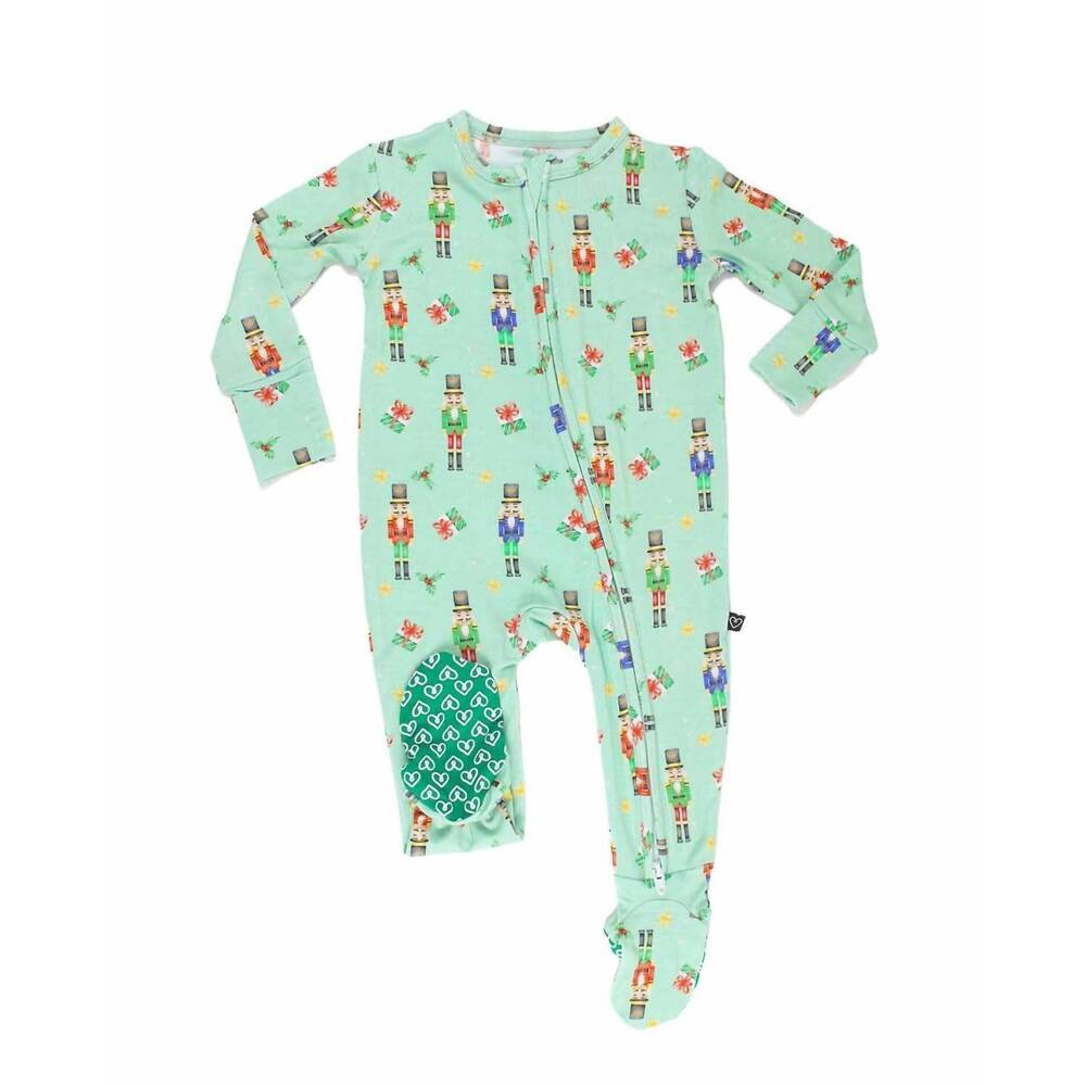 NEW LEV BABY kid's cole zippered footie in green